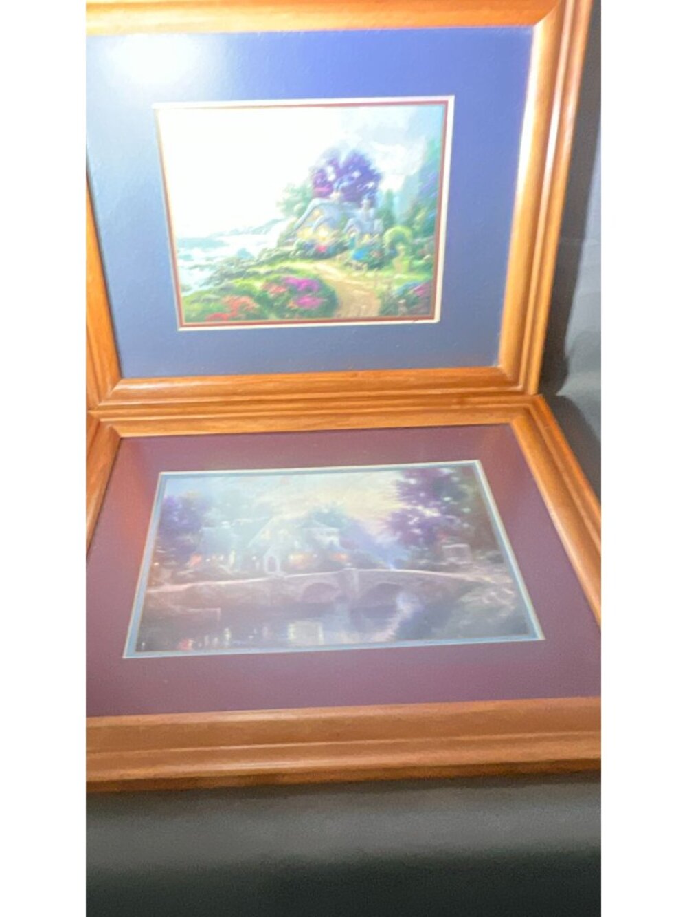 Thomas Kinkade Signed Prints Lamplight Manor & New Day Framed